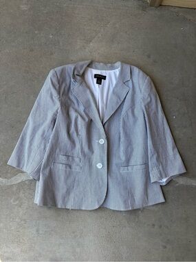 Lane Bryant Navy and White Pinstripe Blazer Jacket